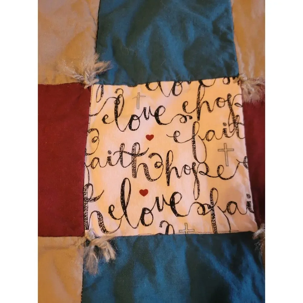 Patchwork Throw Lap Blanket Quilted Granny Square Cottage Home Decor 47.5